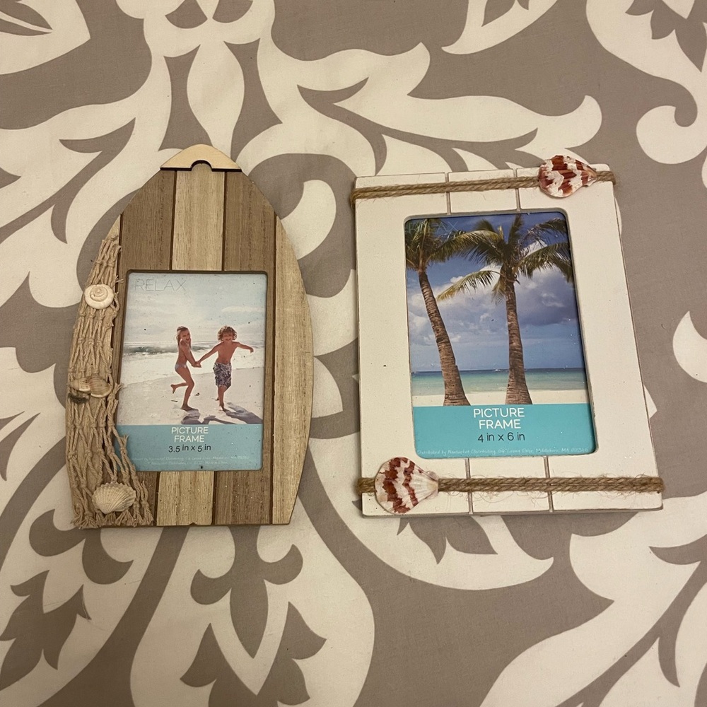 Coastal Picture Frame Set - Brown and White
